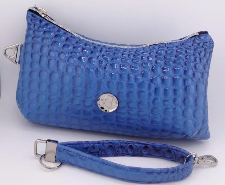 Sapphire Croc Wristlet