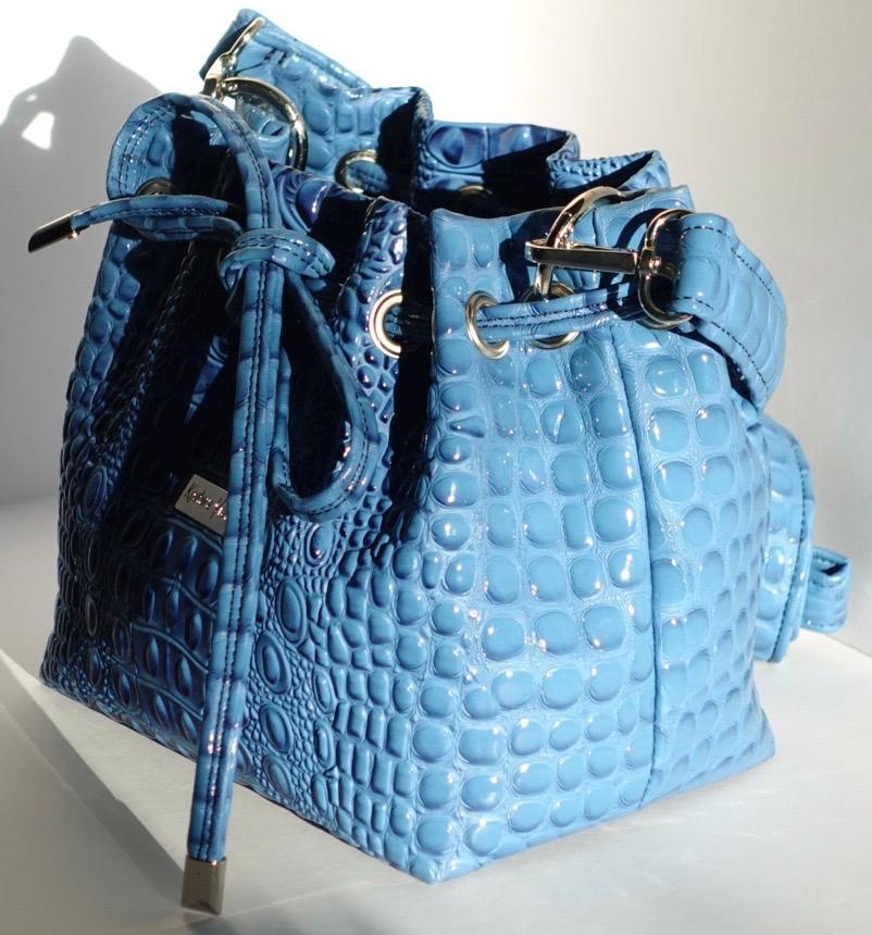 Sapphire Croc Bucket Bag