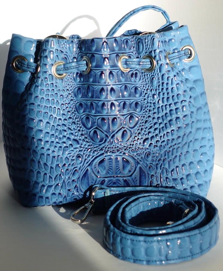 Sapphire Croc Bucket Bag