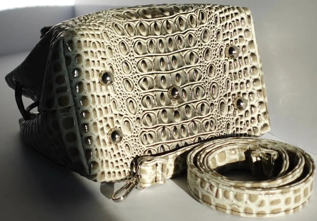 Smoke Gray Croc Bucket Bag