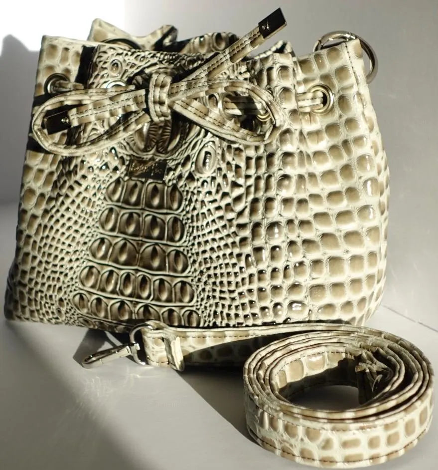 Smoke Gray Croc Bucket Bag