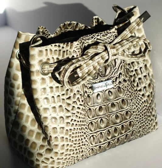 Smoke Gray Croc Bucket Bag