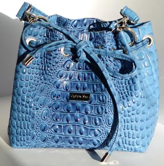 Sapphire Croc Bucket Bag
