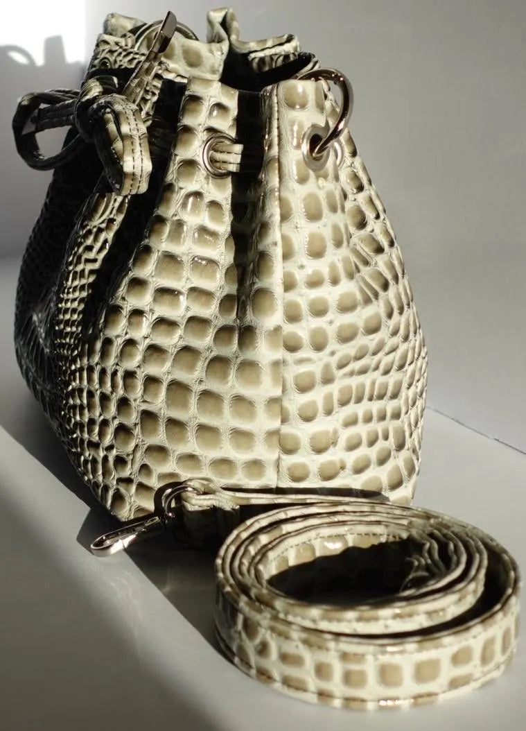 Smoke Gray Croc Bucket Bag