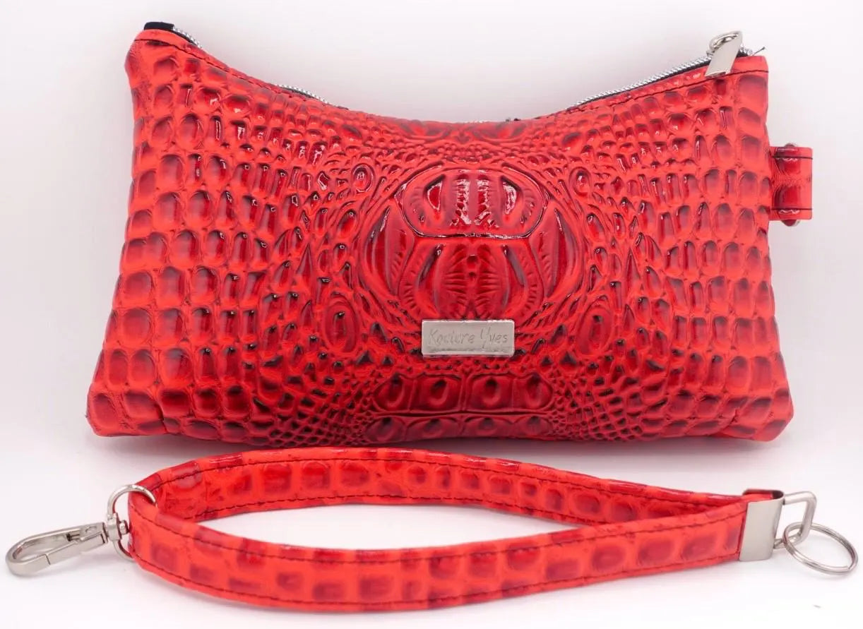 Crimson Croc Wristlet