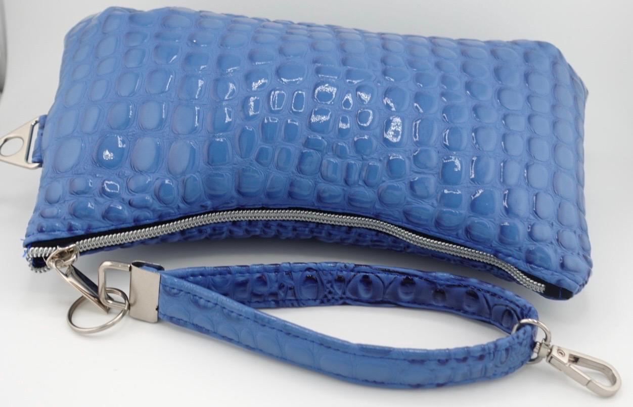 Sapphire Croc Wristlet