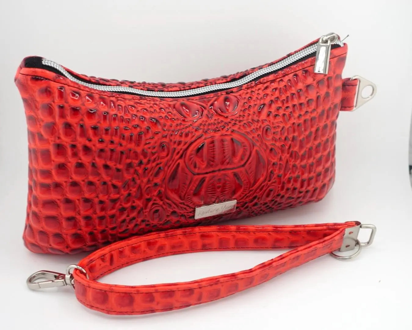 Crimson Croc Wristlet
