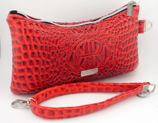 Crimson Croc Wristlet