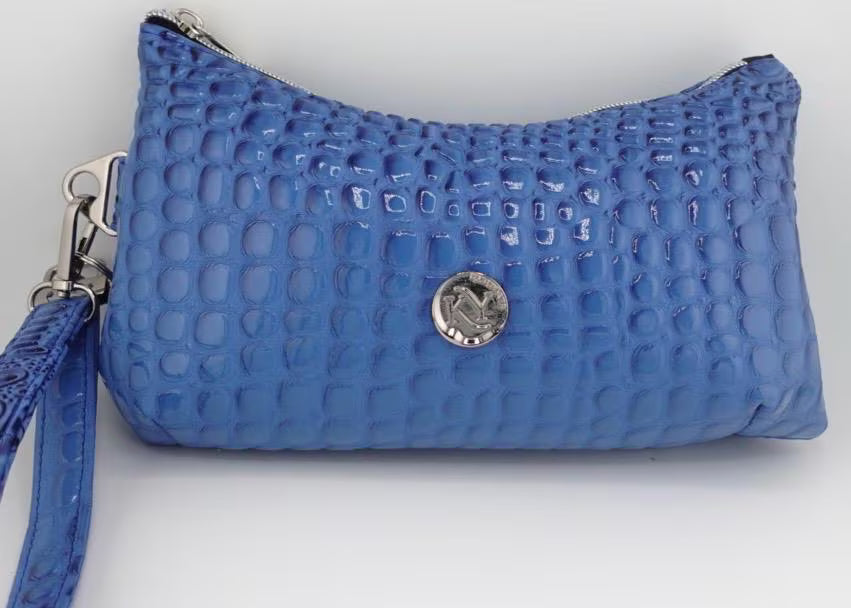 Sapphire Croc Wristlet
