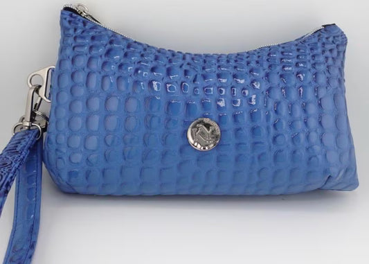 Sapphire Croc Wristlet