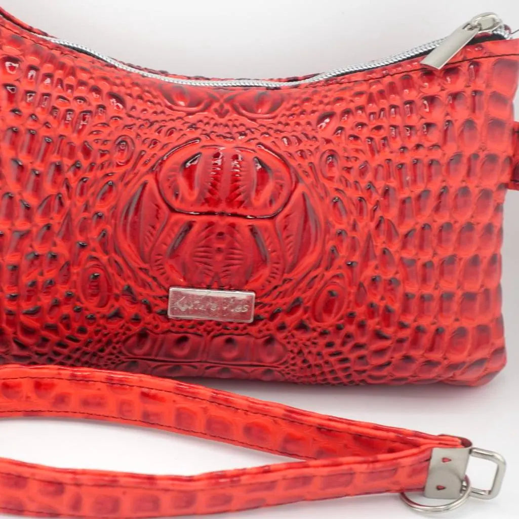 Crimson Croc Wristlet